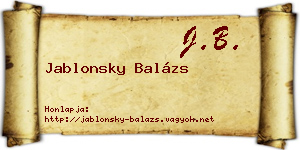 Jablonsky Balázs névjegykártya